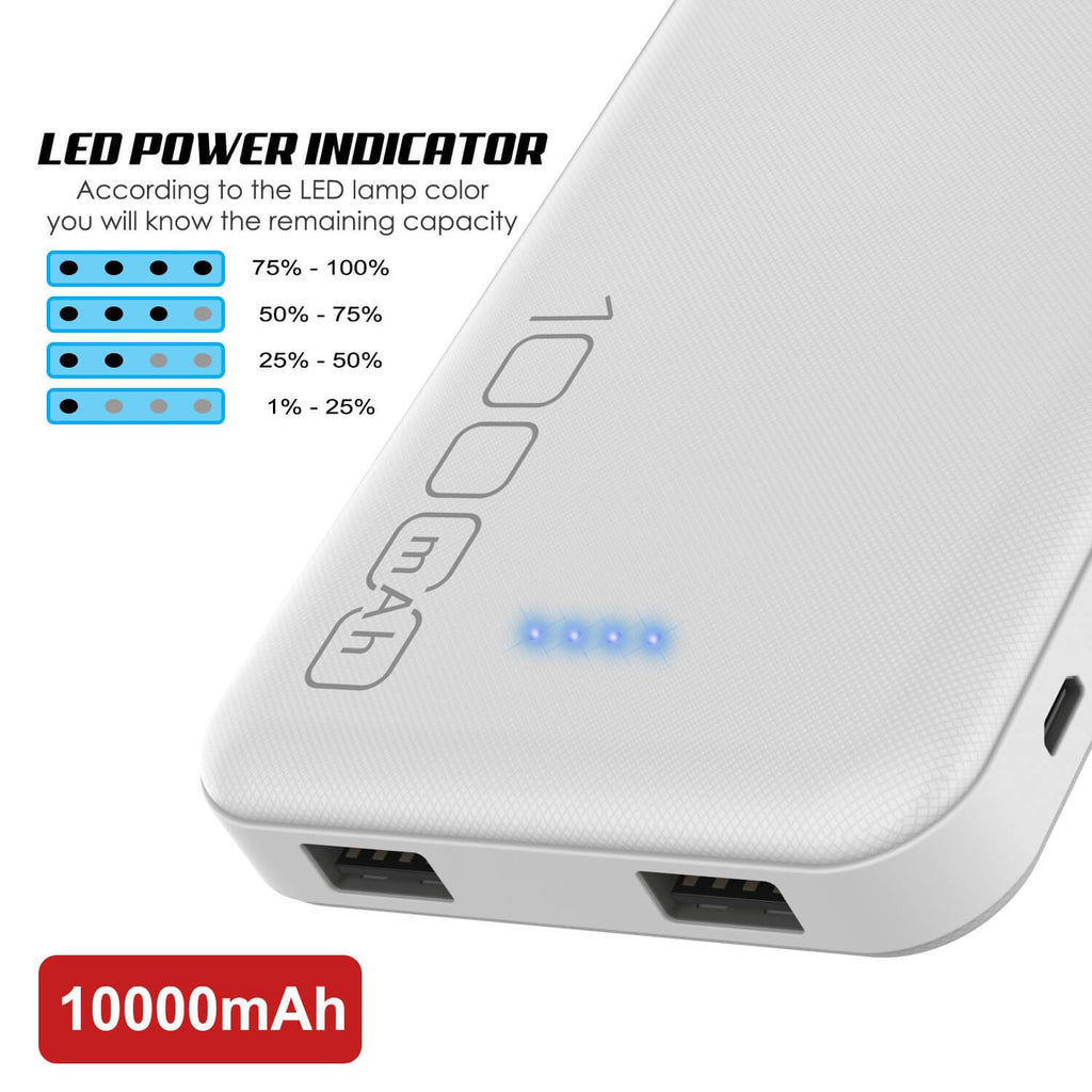 PunkCase Wireless PowerBank Battery Pack for iPhone X/XS/Max/XR / 11/10, iPad, Samsung Galaxy S10 / S9 and Many More [White] 