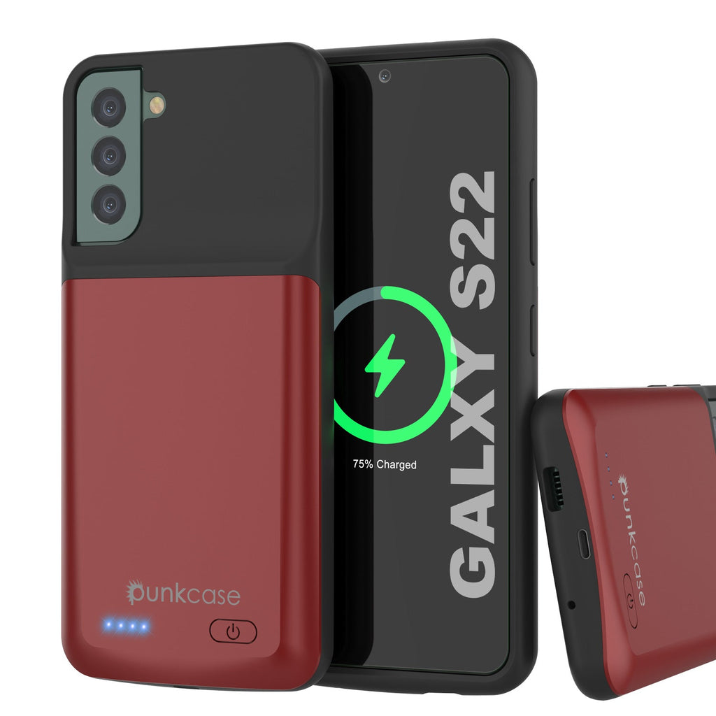 PunkJuice S22 Battery Case Red - Portable Charging Power Juice Bank with 4700mAh (Color in image: Red)