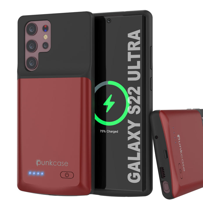 PunkJuice S22 Ultra Battery Case Red - Portable Charging Power Juice Bank with 4800mAh (Color in image: Red)