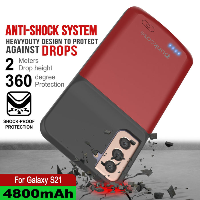 PunkJuice S21 Battery Case Red - Portable Charging Power Juice Bank with 4800mAh (Color in image: Black)