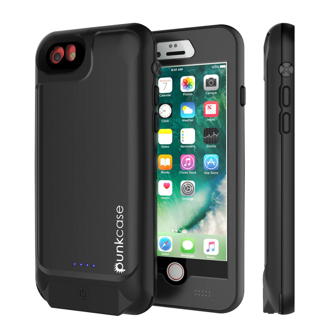 PunkJuice iPhone SE (4.7")/7 Battery Case Black - Waterproof Slim Power Juice Bank with 2750mAh (Color in image: Black)