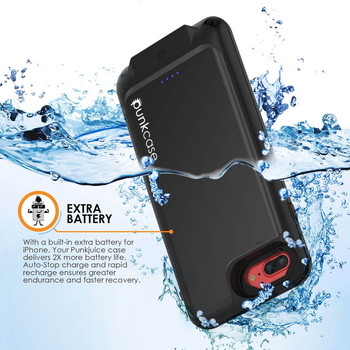 PunkJuice iPhone 8+/7+Plus Battery Case Black - Waterproof Slim Power Juice Bank with 4300mAh (Color in image: Teal)