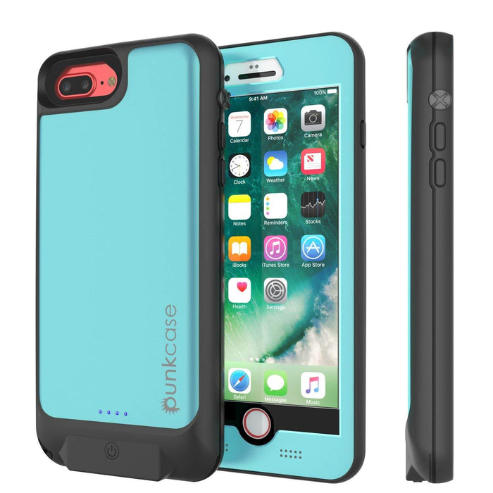 PunkJuice iPhone 8+/7+Plus Battery Case Teal - Waterproof Slim Power Juice Bank with 4300mAh (Color in image: Teal)