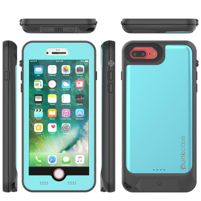 PunkJuice iPhone 8+/7+Plus Battery Case Teal - Waterproof Slim Power Juice Bank with 4300mAh 