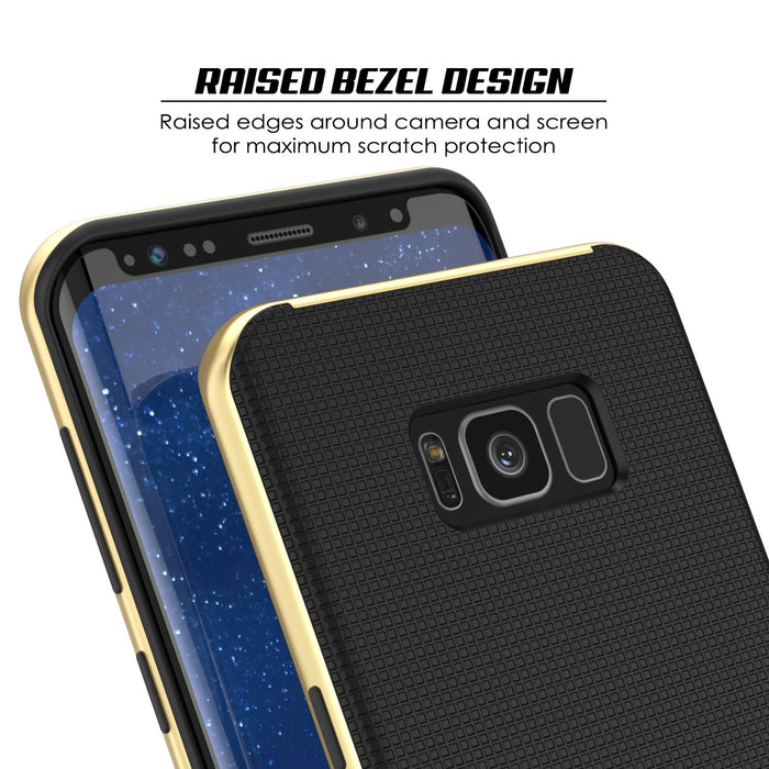 Galaxy S8 PLUS Case, PunkCase [Stealth Series] Hybrid 3-Piece Shockproof Dual Layer Cover [Non-Slip] [Soft TPU + PC Bumper] with PUNKSHIELD Screen Protector for Samsung S8+ [Gold] (Color in image: Grey)