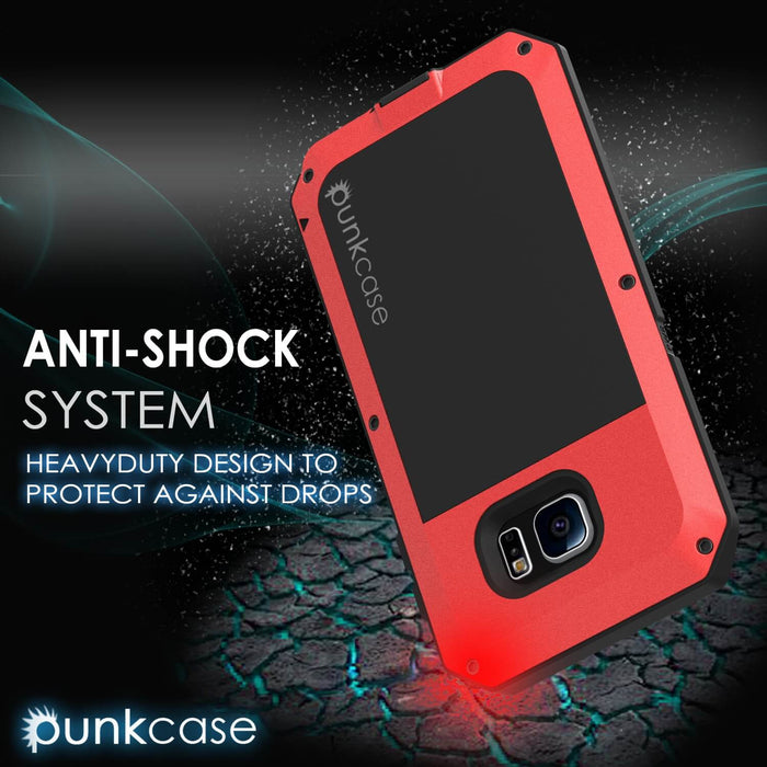 Galaxy S6 EDGE  Case, PUNKcase Metallic Red Shockproof  Slim Metal (Color in image: silver)