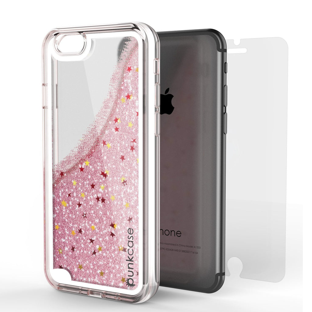 iPhone 8 Case, PunkCase LIQUID Rose Series, Protective Dual Layer Floating Glitter Cover (Color in image: silver)