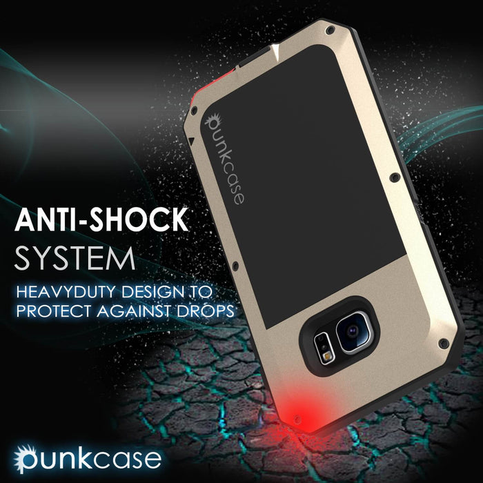 Galaxy S6 EDGE  Case, PUNKcase Metallic Gold Shockproof  Slim Metal Armor Case (Color in image: silver)