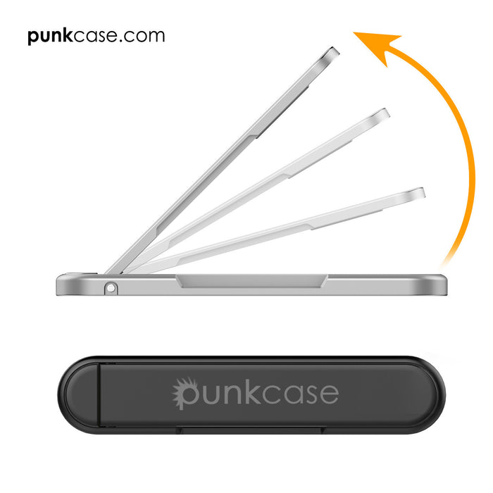 PUNKCASE FlickStick Universal Cell Phone Kickstand for all Mobile Phones & Cases with Flat Backs, One Finger Operation (Black) (Color in image: Silver)