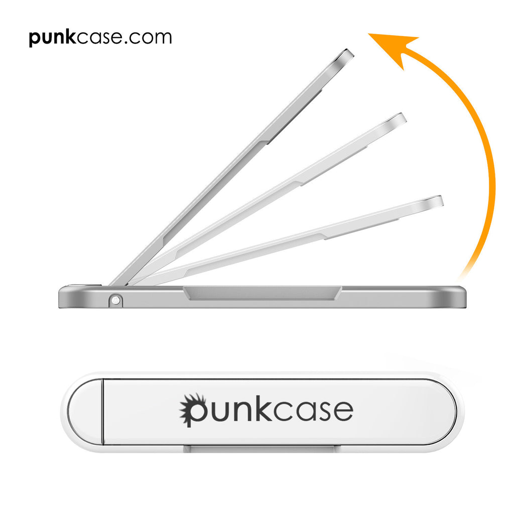 PUNKCASE FlickStick Universal Cell Phone Kickstand for all Mobile Phones & Cases with Flat Backs, One Finger Operation (White) (Color in image: Silver)