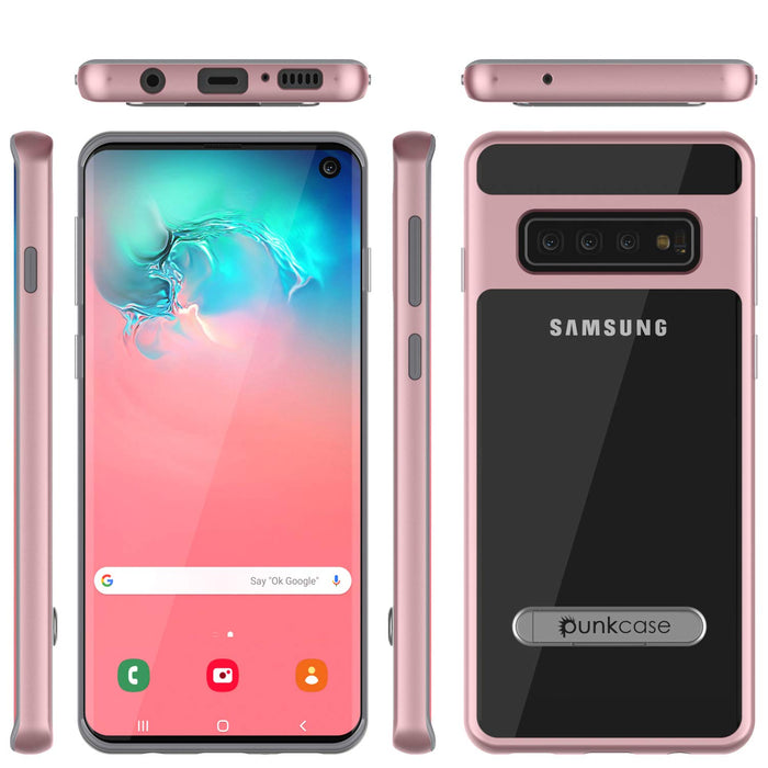 Galaxy S10 Case, PUNKcase [LUCID 3.0 Series] [Slim Fit] Armor Cover w/ Integrated Screen Protector [Rose Gold] (Color in image: Silver)