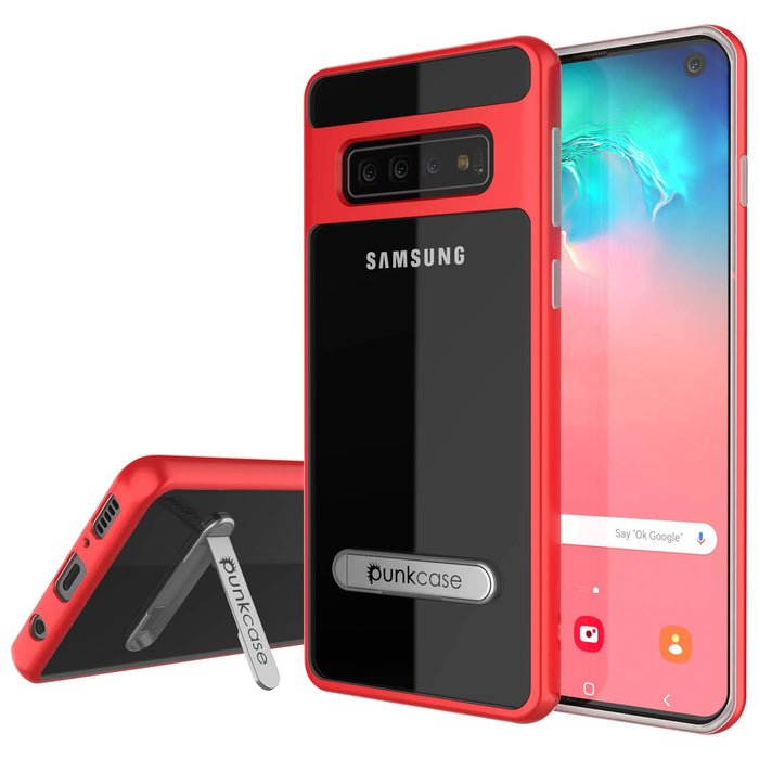 Galaxy S10 Case, PUNKcase [LUCID 3.0 Series] [Slim Fit] Armor Cover w/ Integrated Screen Protector [Red] (Color in image: Red)