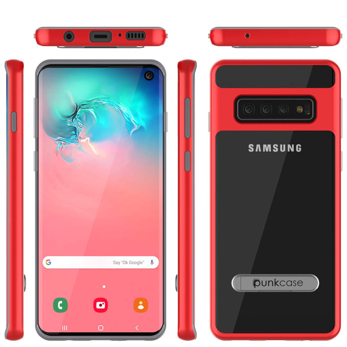 Galaxy S10 Case, PUNKcase [LUCID 3.0 Series] [Slim Fit] Armor Cover w/ Integrated Screen Protector [Red] (Color in image: Silver)
