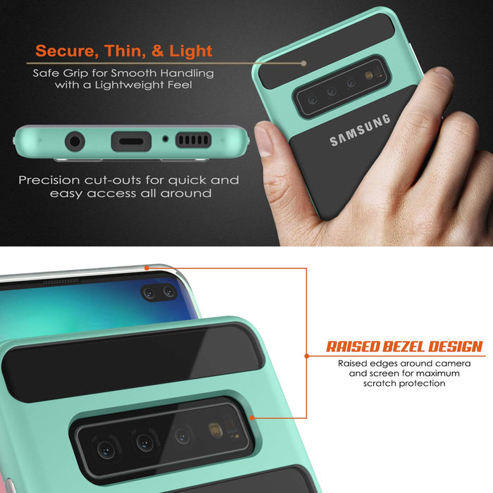 Galaxy S10+ Plus Case, PUNKcase [LUCID 3.0 Series] [Slim Fit] Armor Cover w/ Integrated Screen Protector [Teal] (Color in image: Black)