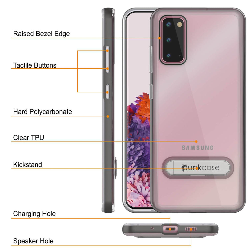 Galaxy S20 Case, PUNKcase [LUCID 3.0 Series] [Slim Fit] Armor Cover w/ Integrated Screen Protector [Grey] (Color in image: Red)