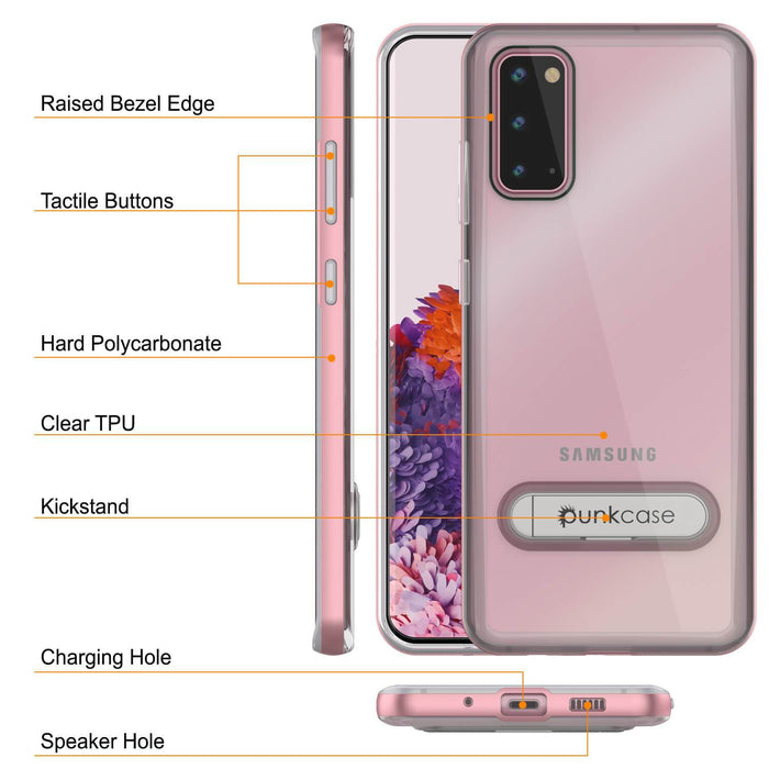 Galaxy S20 Case, PUNKcase [LUCID 3.0 Series] [Slim Fit] Armor Cover w/ Integrated Screen Protector [Rose Gold] (Color in image: Grey)
