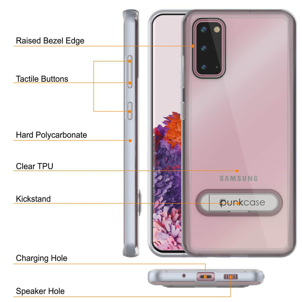 Galaxy S20 Case, PUNKcase [LUCID 3.0 Series] [Slim Fit] Armor Cover w/ Integrated Screen Protector [Silver] (Color in image: Grey)