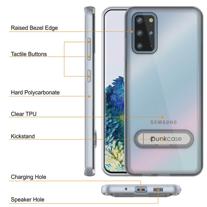 Galaxy S20+ Plus Case, PUNKcase [LUCID 3.0 Series] [Slim Fit] Armor Cover w/ Integrated Screen Protector [Silver] (Color in image: Grey)