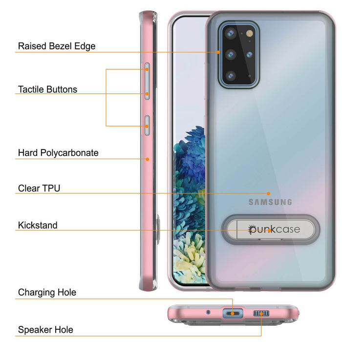 Galaxy S20+ Plus Case, PUNKcase [LUCID 3.0 Series] [Slim Fit] Armor Cover w/ Integrated Screen Protector [Rose Gold] (Color in image: Grey)