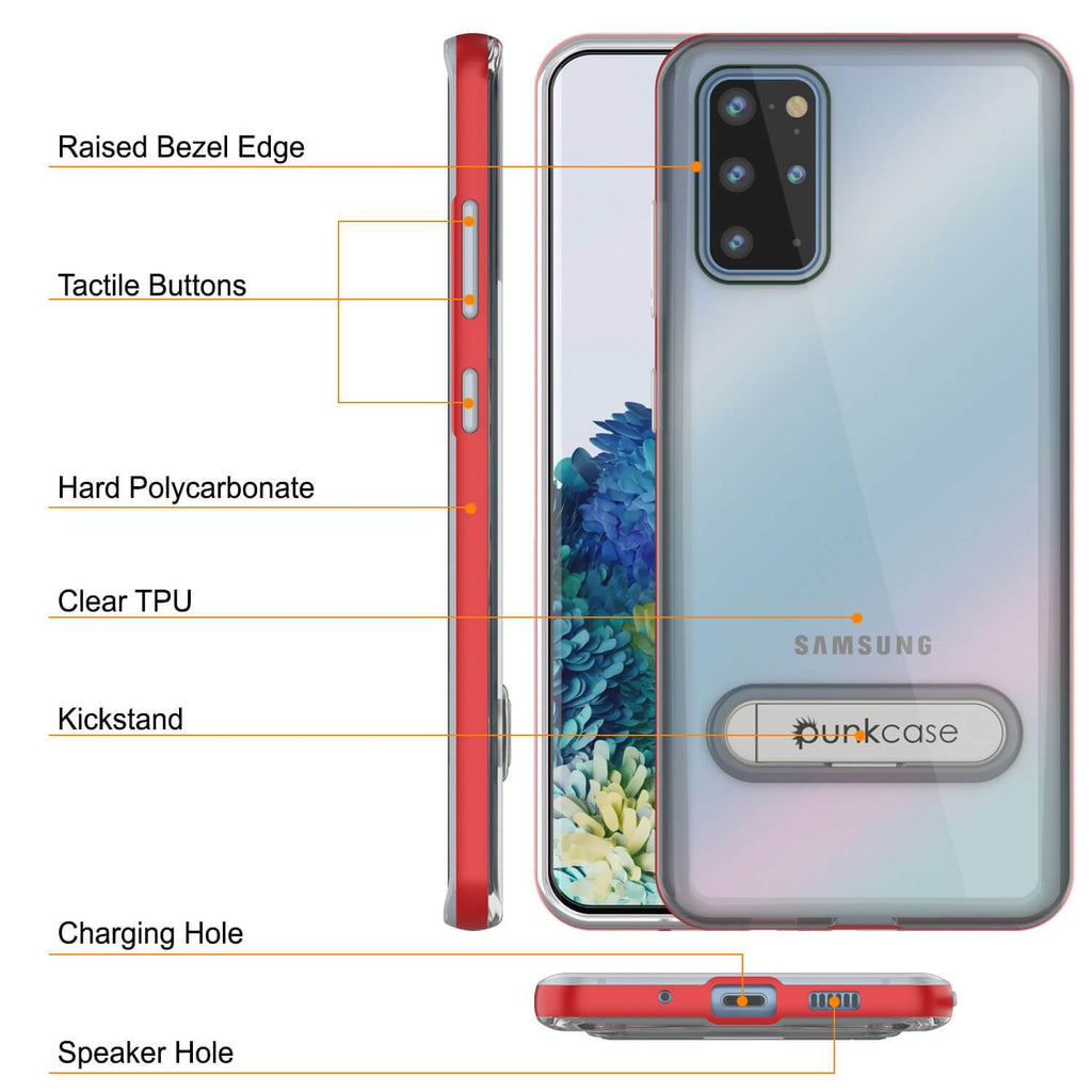 Galaxy S20+ Plus Case, PUNKcase [LUCID 3.0 Series] [Slim Fit] Armor Cover w/ Integrated Screen Protector [Red] (Color in image: Grey)