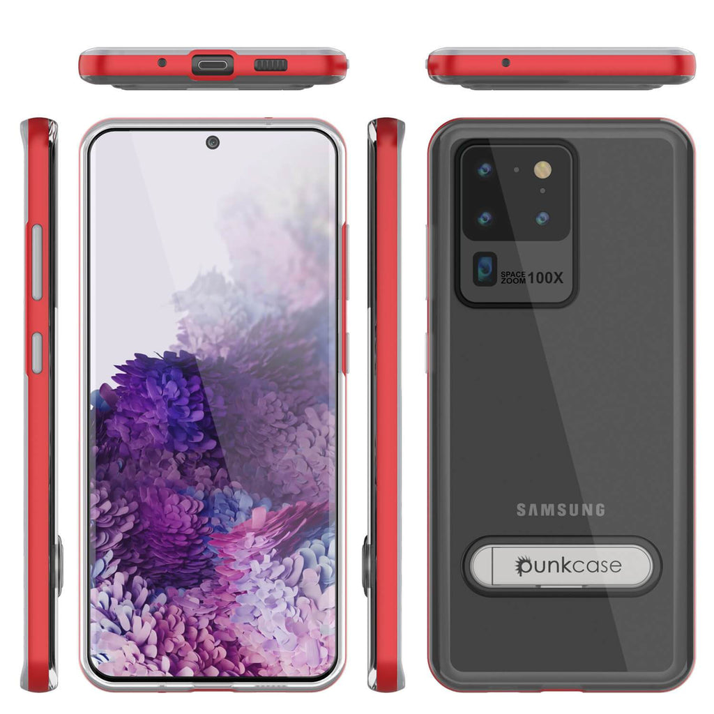 Galaxy S20 Ultra Case, PUNKcase [LUCID 3.0 Series] [Slim Fit] Armor Cover w/ Integrated Screen Protector [Red] (Color in image: Silver)