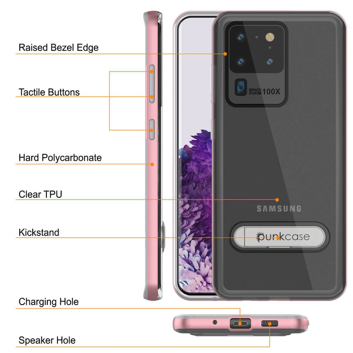 Galaxy S20 Ultra Case, PUNKcase [LUCID 3.0 Series] [Slim Fit] Armor Cover w/ Integrated Screen Protector [Rose Gold] (Color in image: Grey)