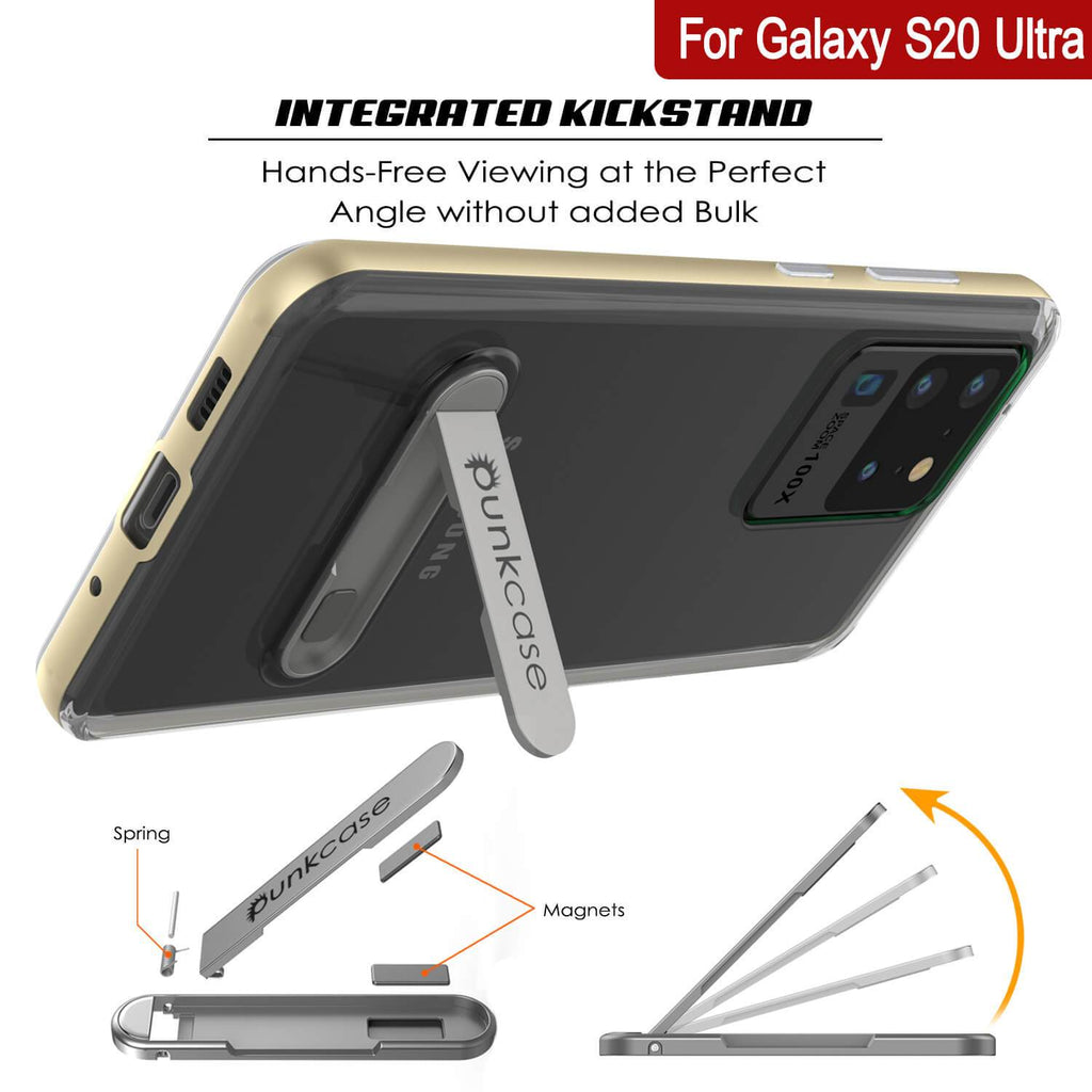 Galaxy S20 Ultra Case, PUNKcase [LUCID 3.0 Series] [Slim Fit] Armor Cover w/ Integrated Screen Protector [Gold] (Color in image: Grey)
