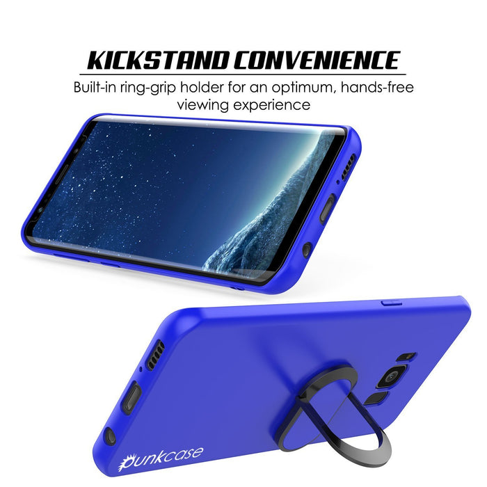 Galaxy S8 PLUS, Punkcase Magnetix Protective TPU Cover W/ Kickstand, Screen Protector [Blue] 