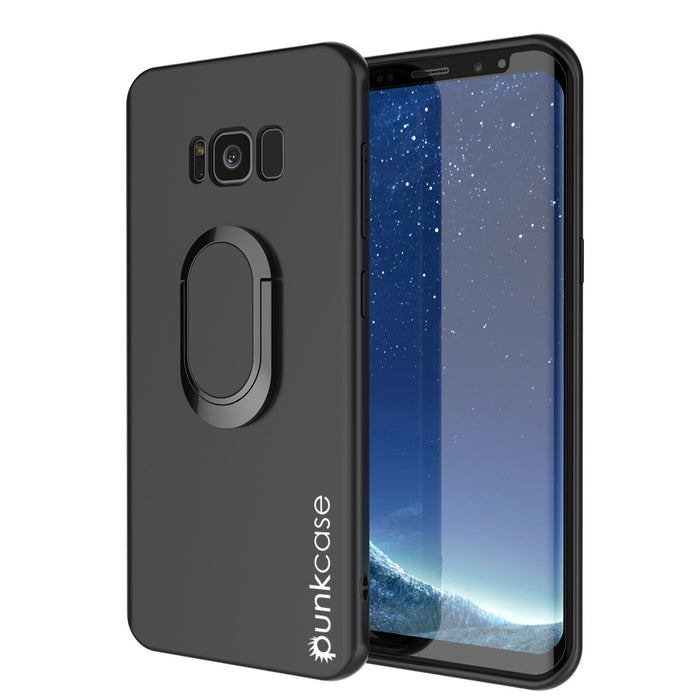 Galaxy S8 PLUS, Punkcase Magnetix Protective TPU Cover W/ Kickstand, Screen Protector [Black] (Color in image: black)