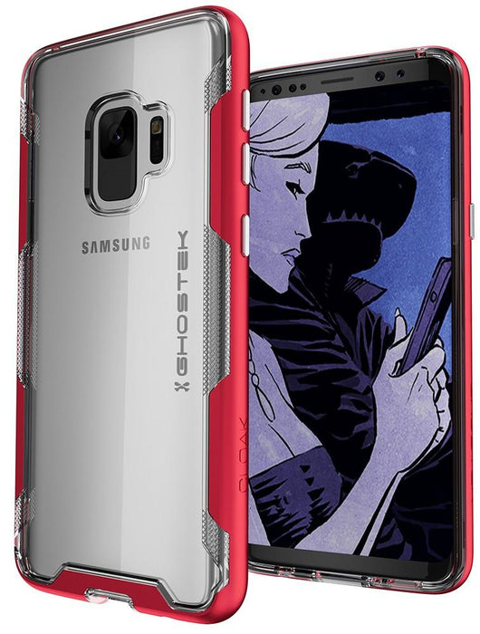 Galaxy S9 Clear Protective Case | Cloak 3 Series [Red] (Color in image: Red)