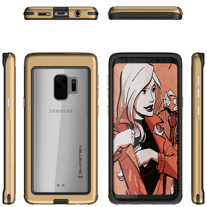 Galaxy S9 Rugged Heavy Duty Case | Atomic Slim Series [Gold] (Color in image: Black)