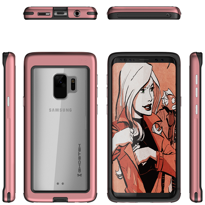 Galaxy S9 Rugged Heavy Duty Case | Atomic Slim Series [Pink] (Color in image: Black)
