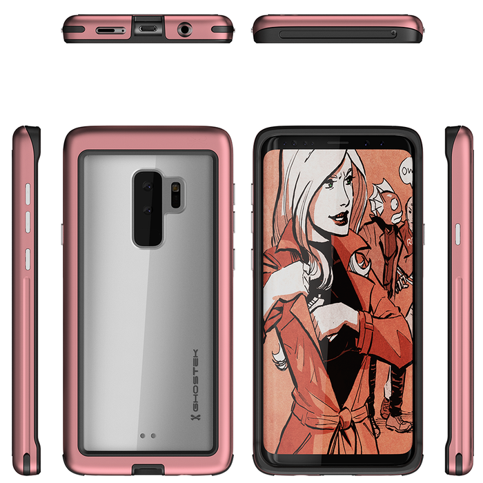 Galaxy S9+ Plus Rugged Heavy Duty Case | Atomic Slim Series [Pink] (Color in image: Black)