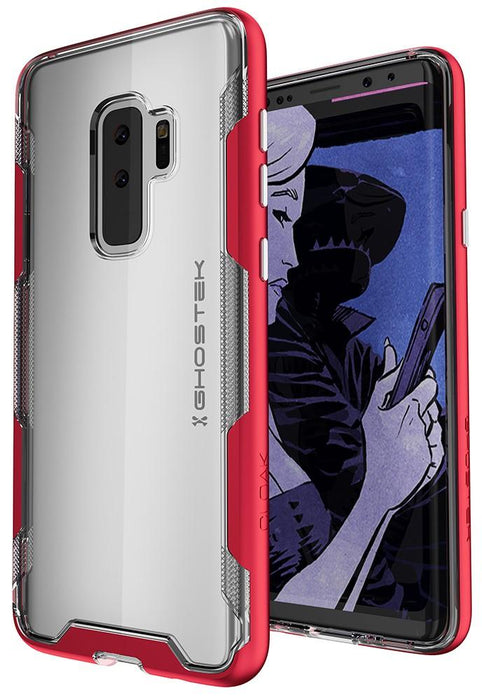 Galaxy S9+ Plus Clear Protective Case | Cloak 3 Series [Red] (Color in image: Black)