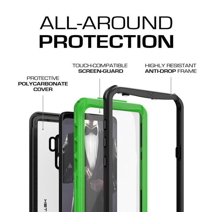 Galaxy S9+ Plus Rugged Waterproof Case | Nautical Series | [Geen] (Color in image: White)