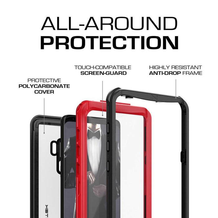 Galaxy S9+ Plus Rugged Waterproof Case | Nautical Series | [Red] 