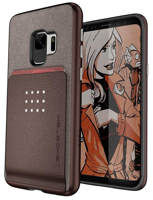 Galaxy S9 Protective Wallet Case | Exec 2 Series [Brown] (Color in image: Brown)
