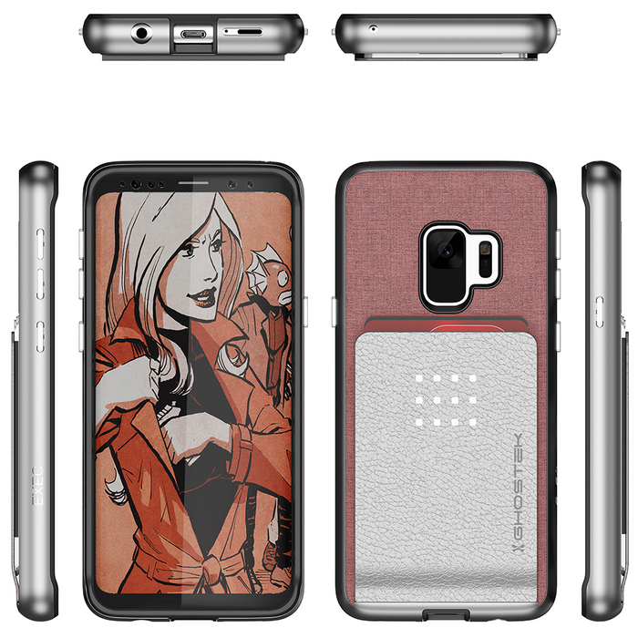 Galaxy S9 Protective Wallet Case | Exec 2 Series [Pink] (Color in image: Black)