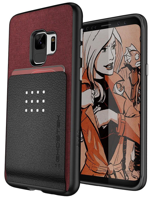 Galaxy S9 Protective Wallet Case | Exec 2 Series [Red] (Color in image: Red)