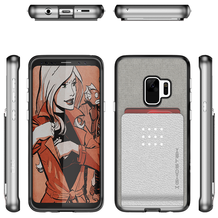Galaxy S9 Protective Wallet Case | Exec 2 Series [Silver] (Color in image: Black)