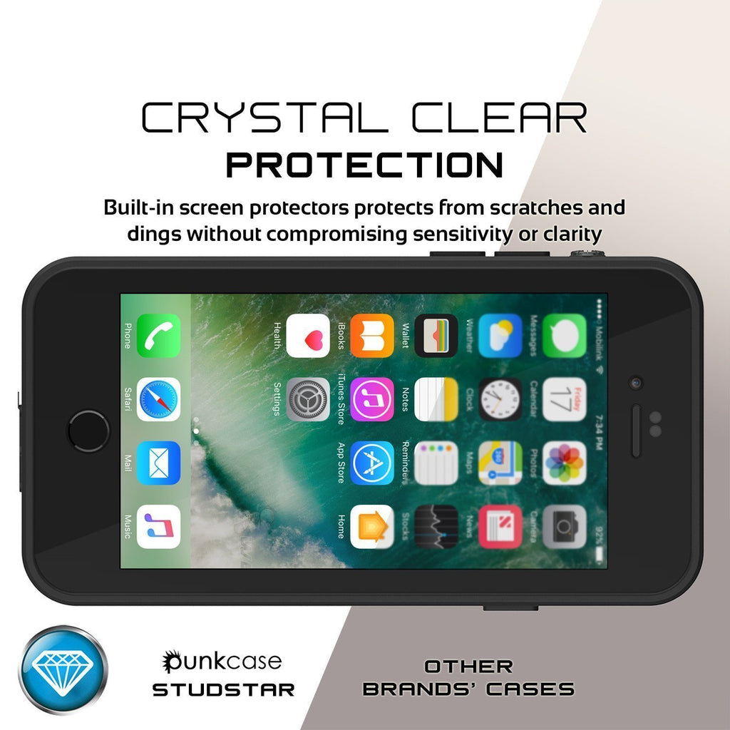 iPhone SE (4.7") Waterproof Case, Punkcase [Black] [StudStar Series] [Slim Fit] [IP68 Certified][Dirtproof] [Snowproof] (Color in image: purple)