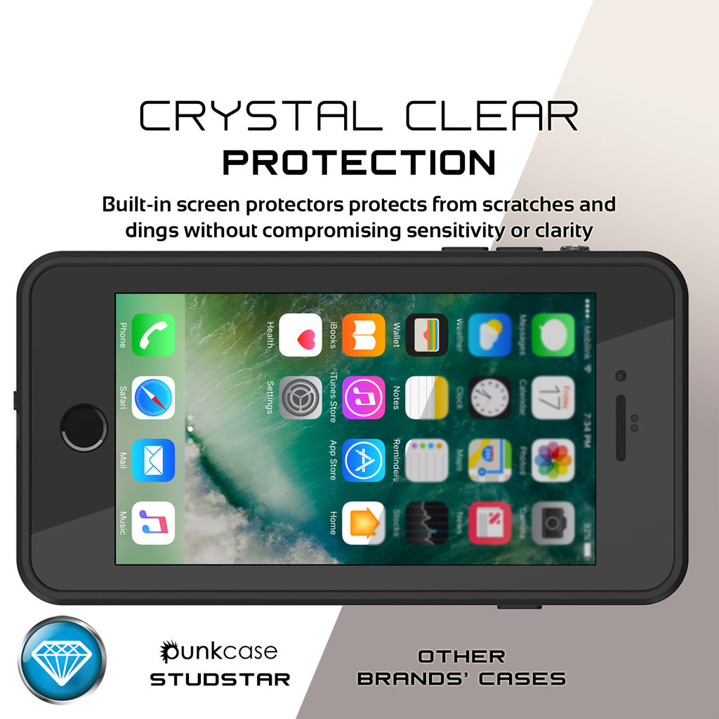 iPhone 7+ Plus Waterproof IP68 Case, Punkcase [Black] [StudStar Series] [Slim Fit] [Dirtproof] (Color in image: purple)