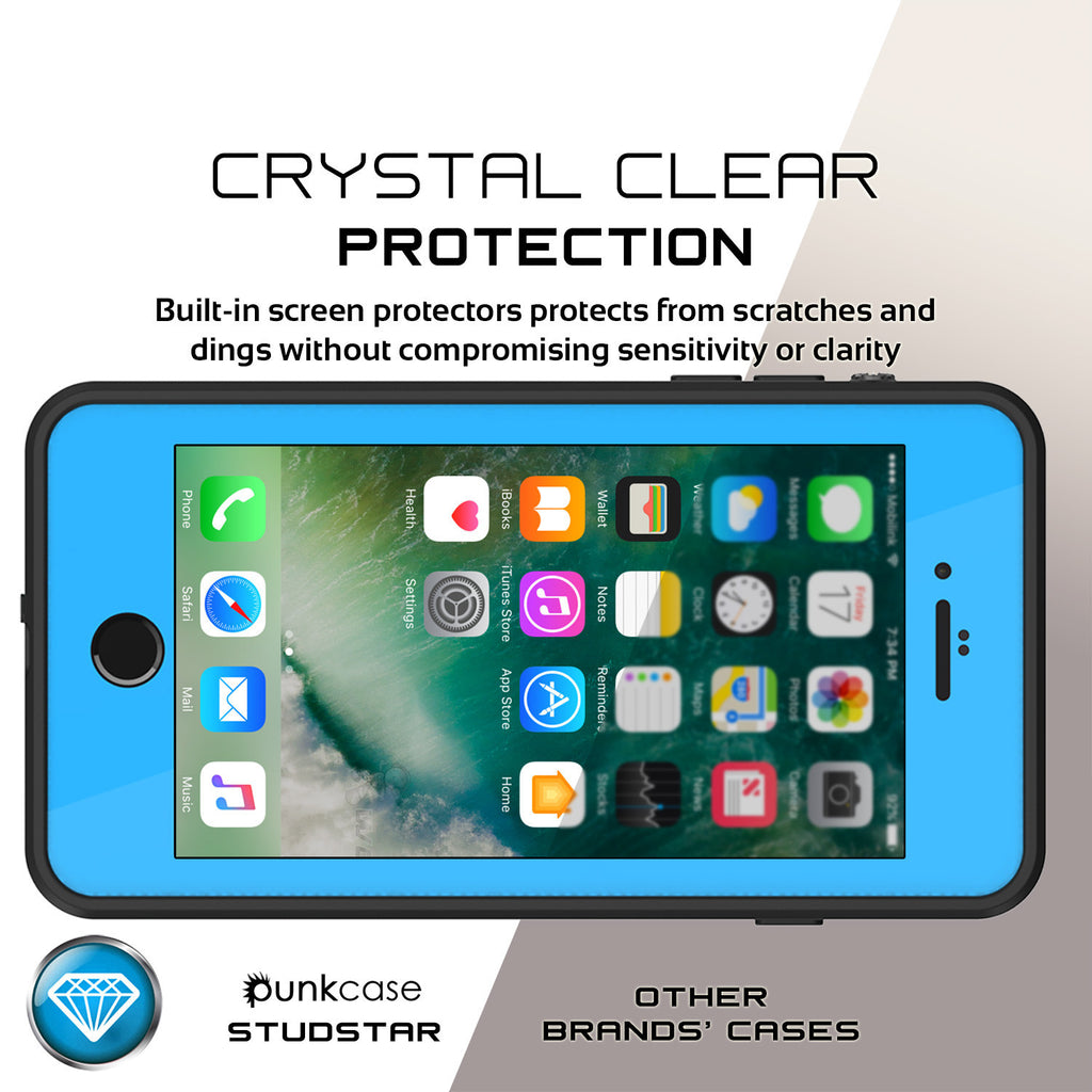 iPhone 7+ Plus Waterproof IP68 Case, Punkcase [Light Blue] [StudStar Series] [Slim Fit] [Dirtproof] (Color in image: purple)