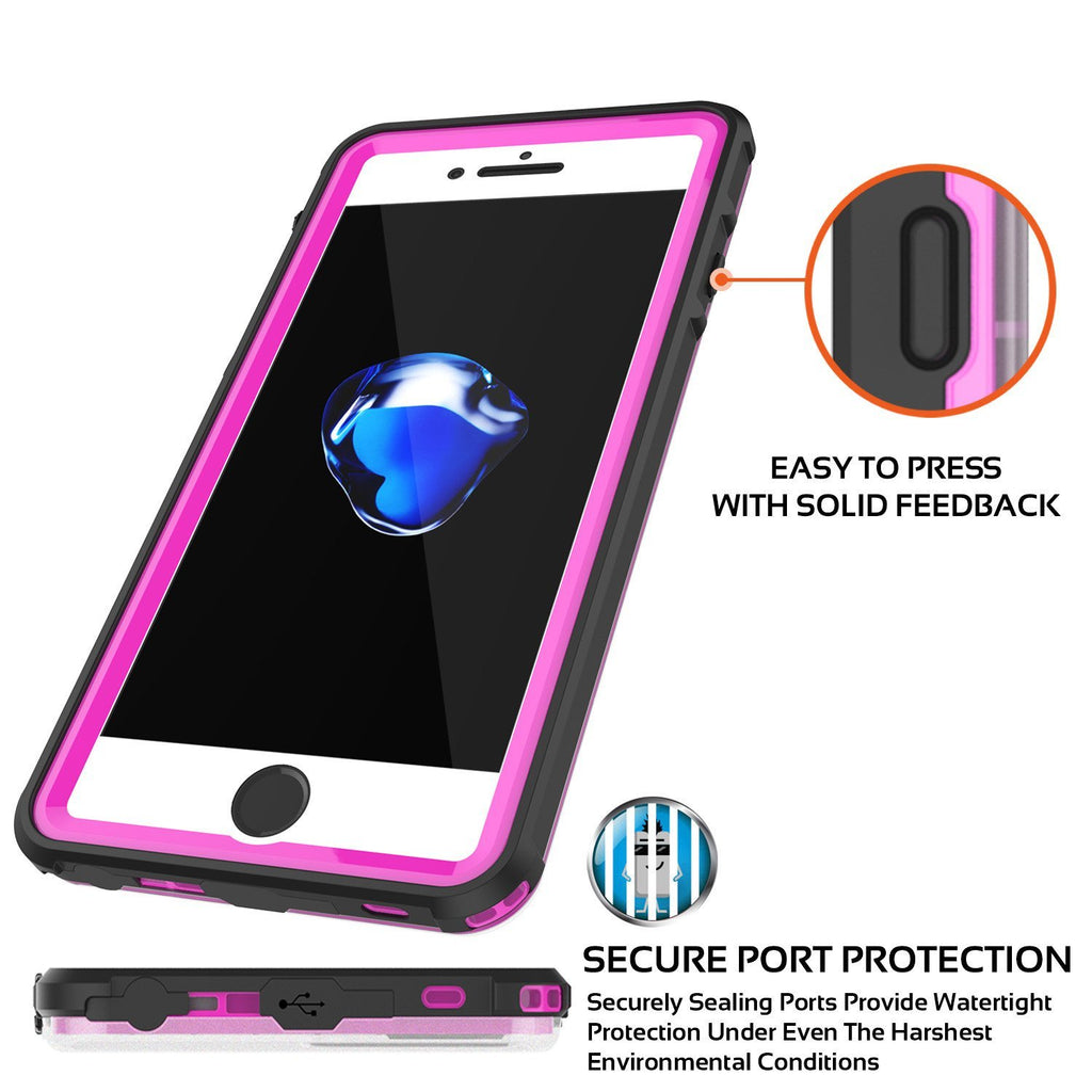 Apple iPhone 8 Waterproof Case, PUNKcase CRYSTAL Pink W/ Attached Screen Protector  | Warranty (Color in image: Light Green)