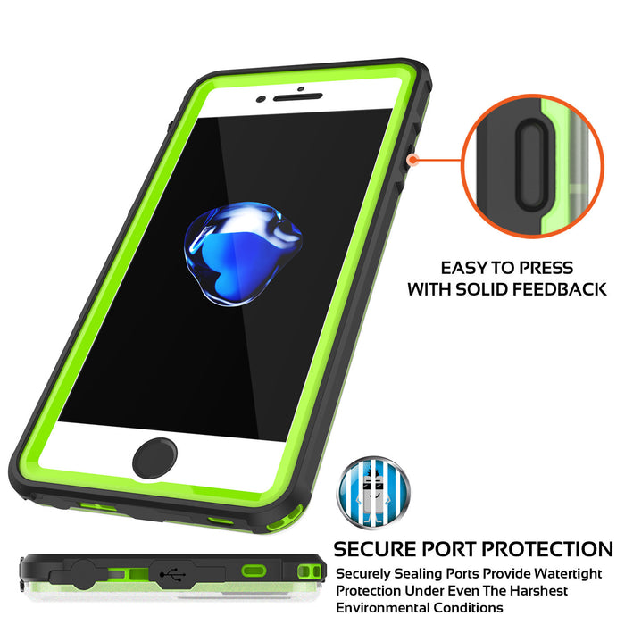 EASY TO PRESS WITH SOLID FEEDBACK SECURE PORT PROTECTION Securely Sealing Ports Provide Watertight ' Protection Under Even The Harshest Environmental Conditions (Color in image: teal)