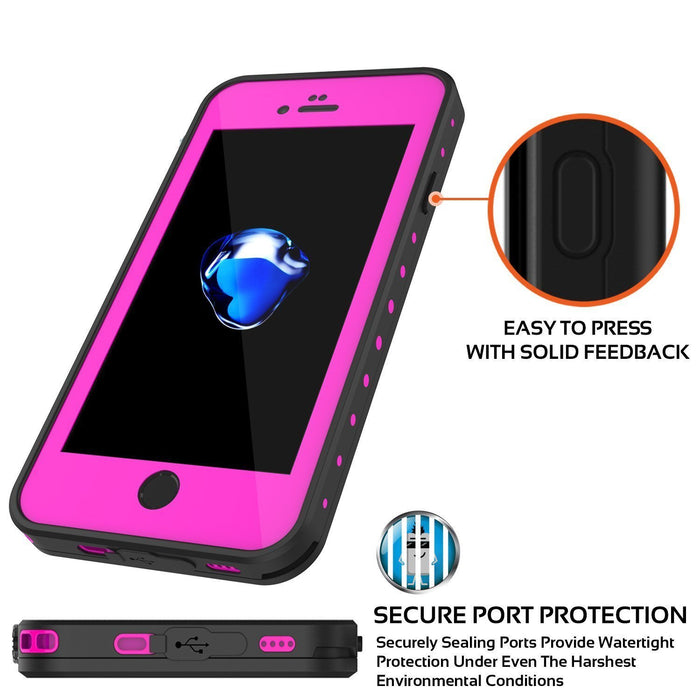 iPhone 8 Waterproof Case, Punkcase [Pink] [StudStar Series] [Slim Fit][IP68 Certified]  [Dirtproof] [Snowproof] (Color in image: white)
