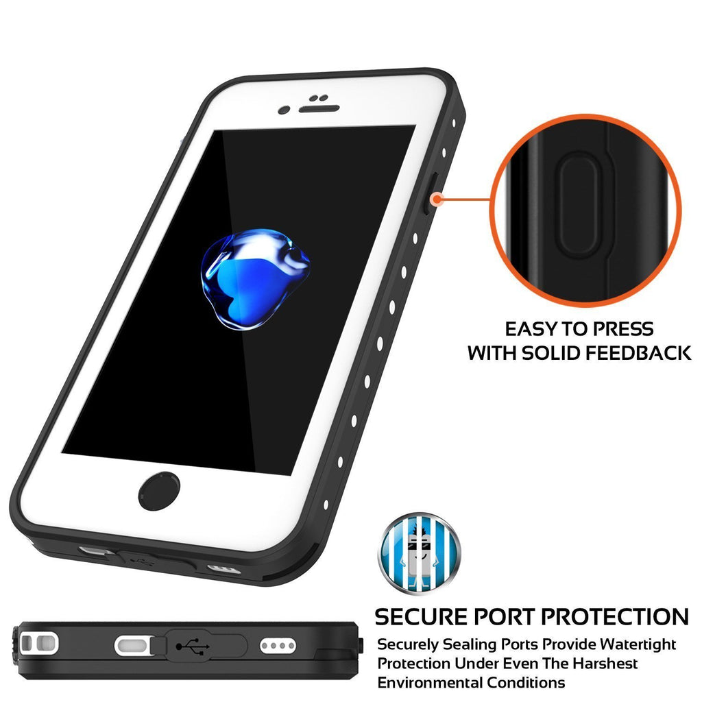 iPhone 8 Waterproof IP68 Case, Punkcase [White] [StudStar Series] [Slim Fit] [IP68 Certified]] [Dirtproof] [Snowproof] (Color in image: teal)