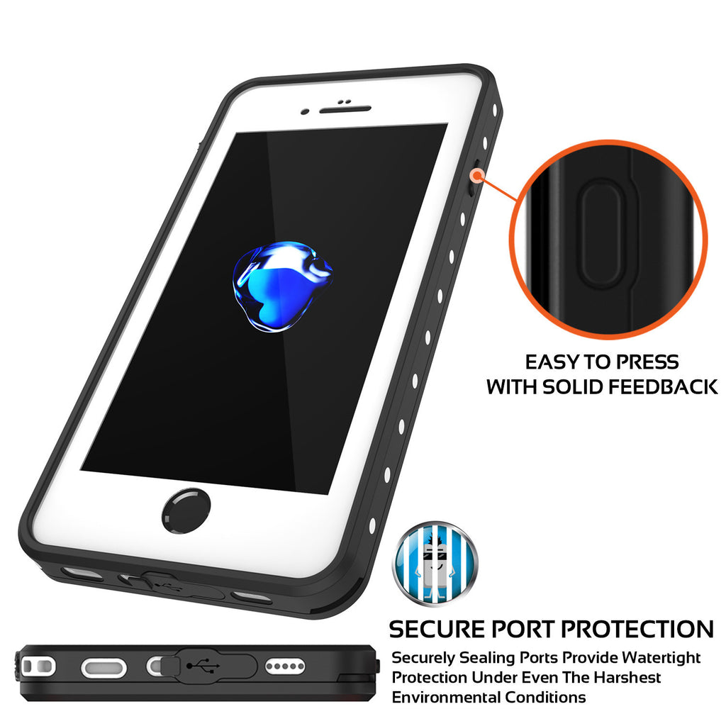 iPhone 8+ Plus Waterproof Case, Punkcase [StudStar Series] [White] [Slim Fit] [Shockproof] [Dirtproof] [Snowproof] Armor Cover (Color in image: pink)