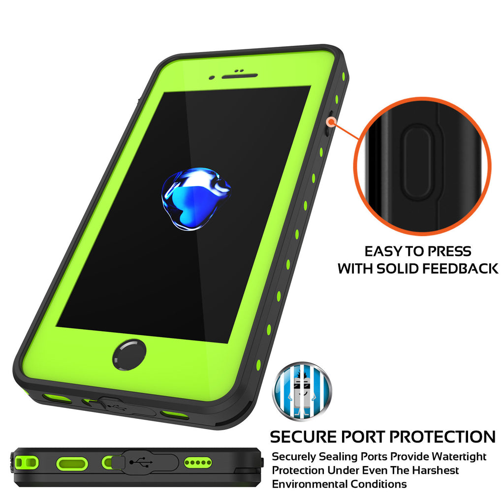 iPhone 7+ Plus Waterproof IP68 Case, Punkcase [Light Green] [StudStar Series] [Slim Fit] [Dirtproof] (Color in image: white)