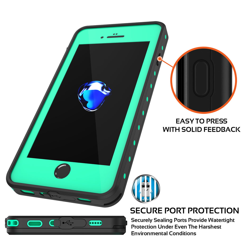 iPhone 8+ Plus Waterproof Case, Punkcase [StudStar Series] [Teal] [Slim Fit] Shockproof] [Dirtproof] [Snowproof] Armor Cover (Color in image: black)